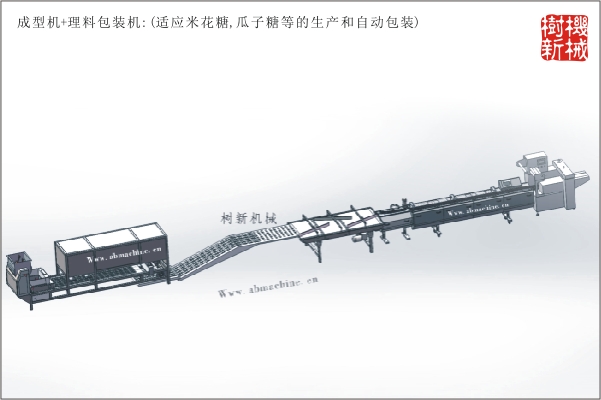 成型機(jī)+理料包裝流水線(瓜子糖，米花糖的生產(chǎn)到包裝全線自動）